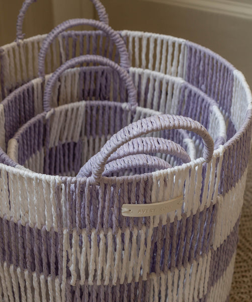 Checkerboard Storage Basket Small - Lilac