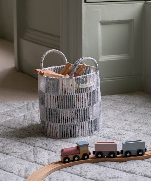 Checkerboard Storage Basket Small - Powder Blue