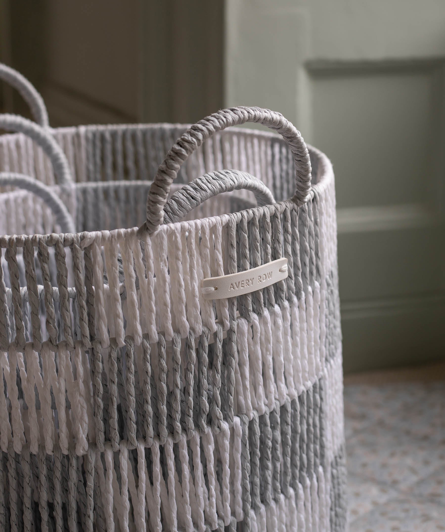 Checkerboard Storage Basket Small - Powder Blue