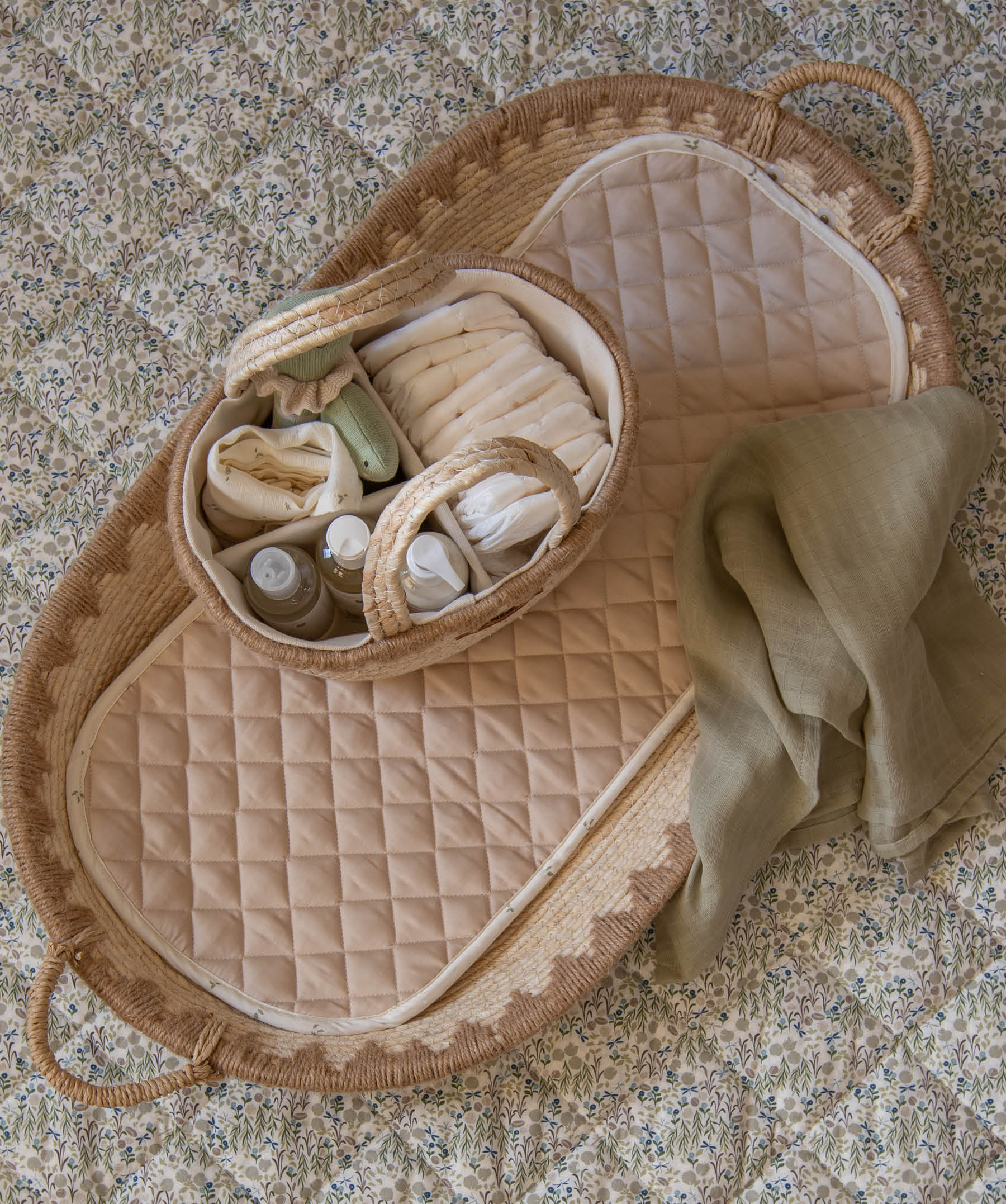 Changing Basket Cotton Liner - Nettle Scatter