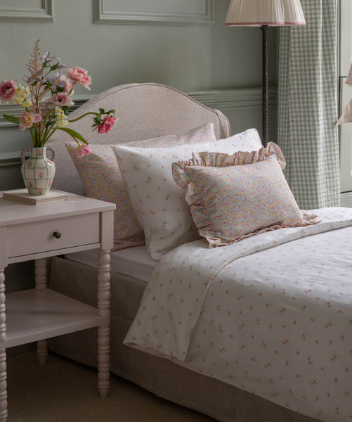 Rectangle Linen Frill Cushion - Wildflower Garden