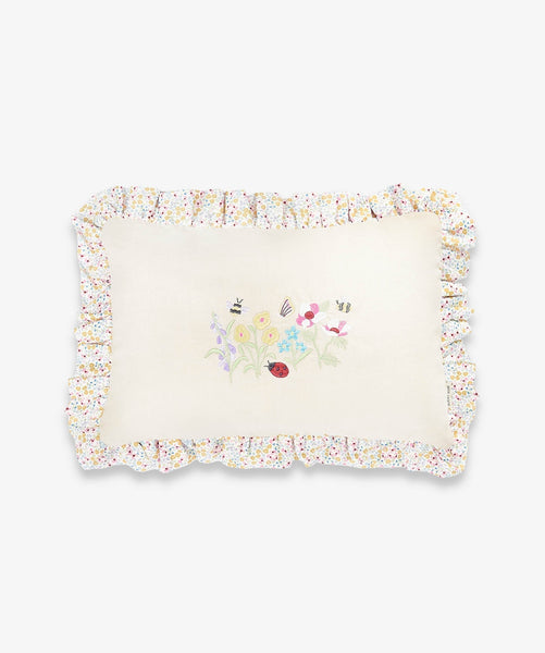Rectangle Linen Frill Cushion - Wildflower Garden