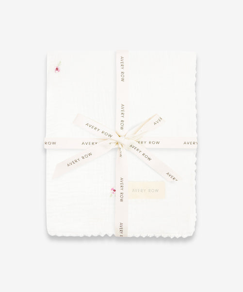 Embroidered Muslin Blanket - Anemone