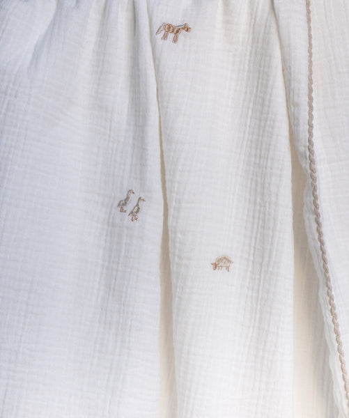 Embroidered Muslin Blanket - Little Farm