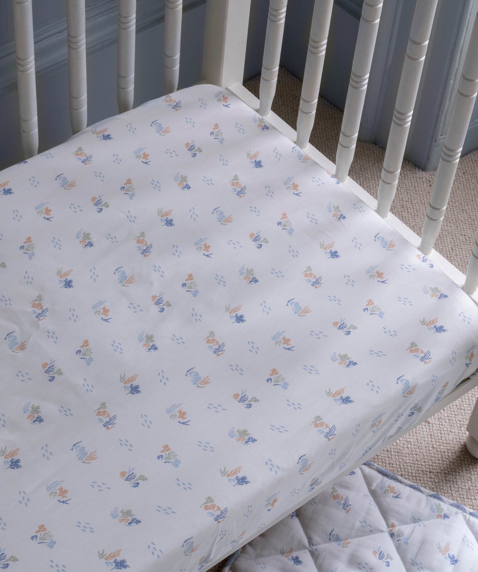 Organic Cotbed Fitted Sheet - Coastline
