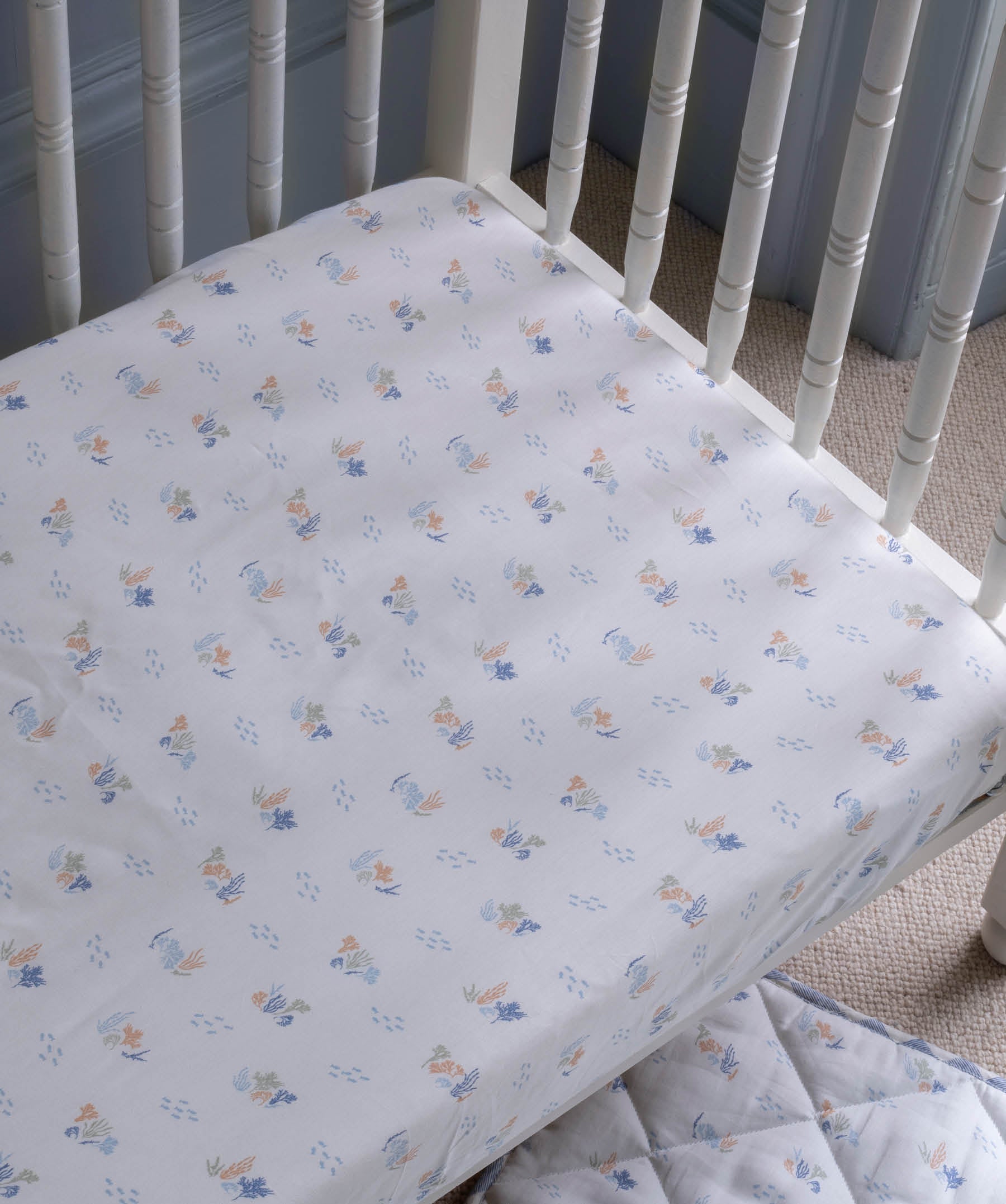 Organic Cotbed Fitted Sheet - Coastline