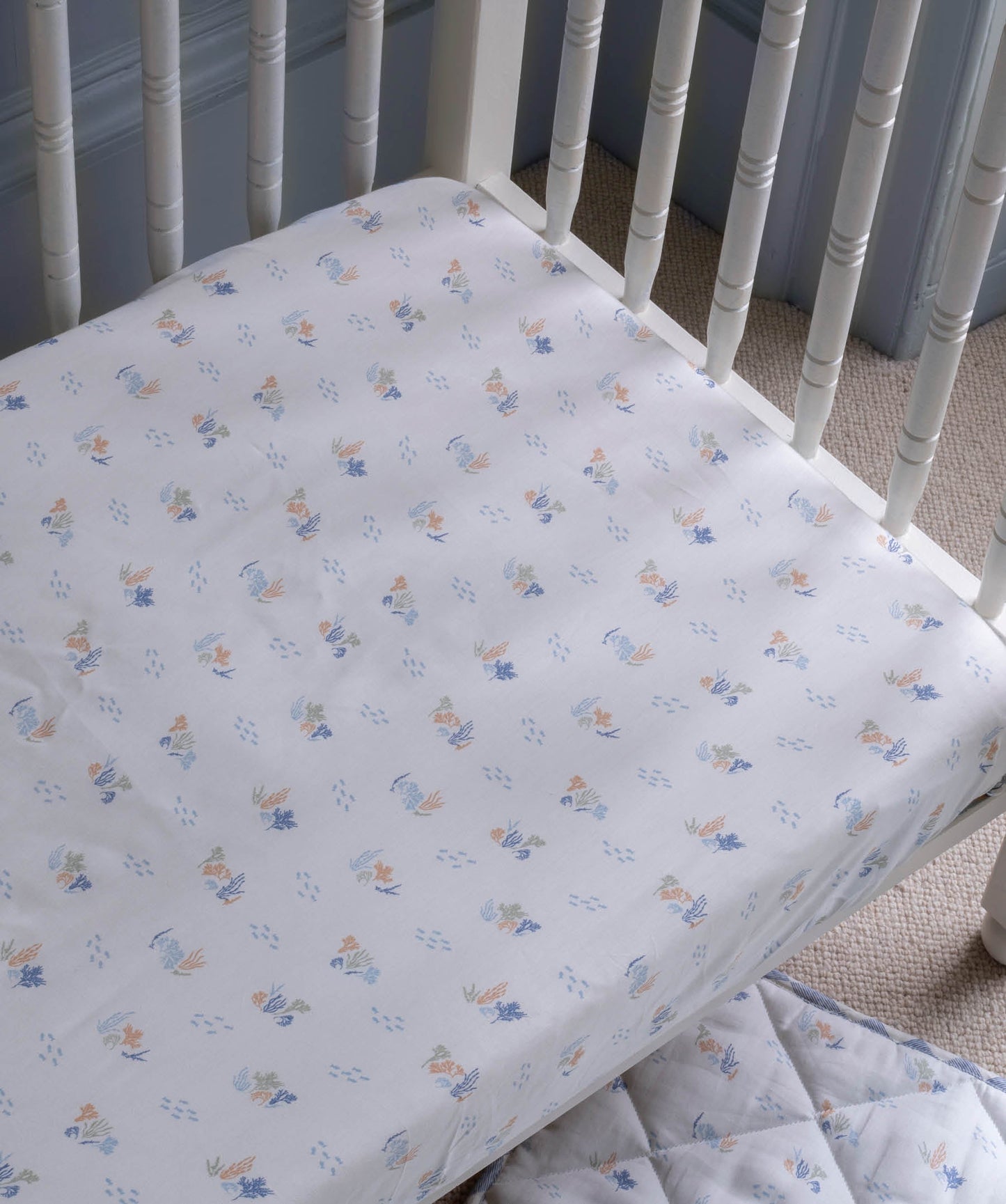 Organic Cotbed Fitted Sheet - Coastline