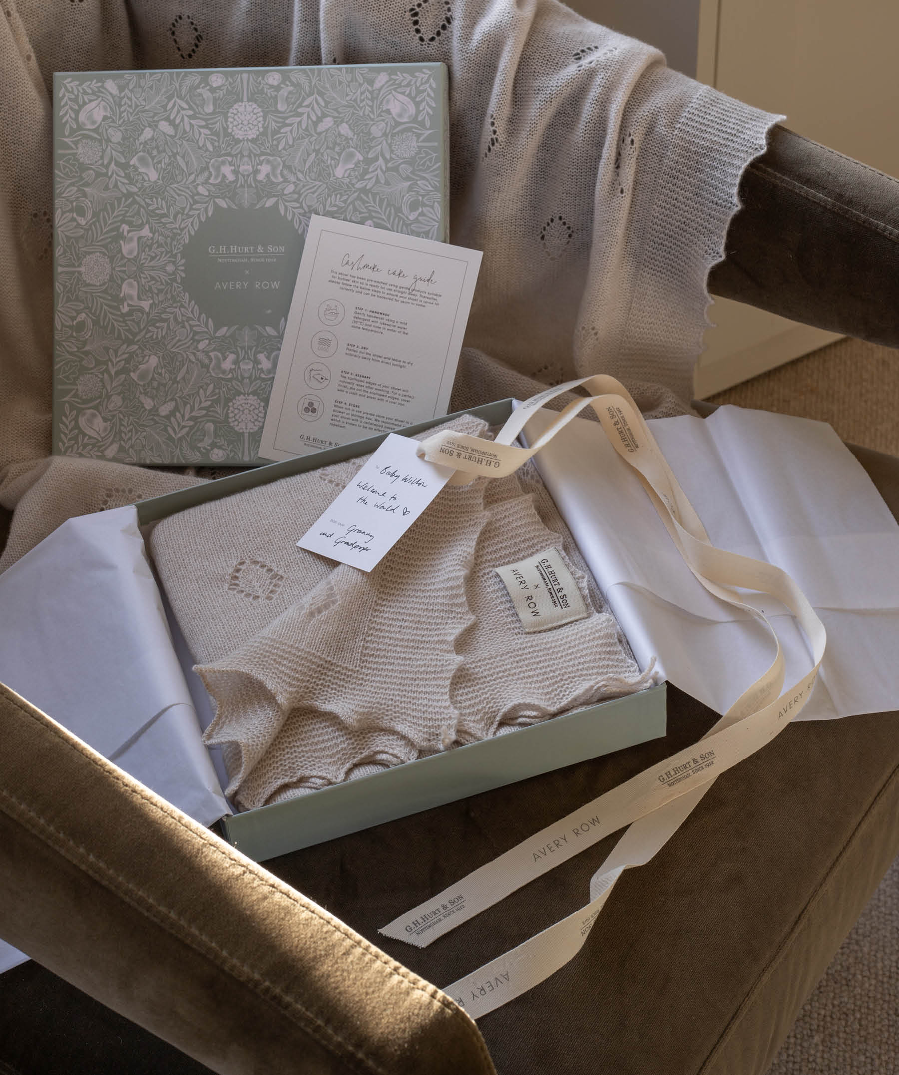 G.H.Hurt & Son X Avery Row Cashmere Shawl Gift Set
