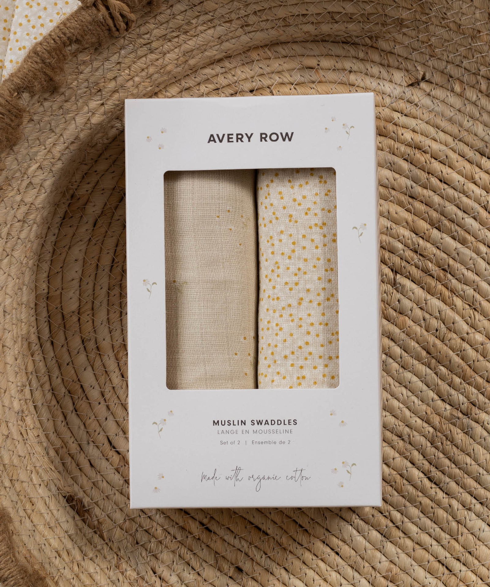 Organic Cotton Baby Muslin Swaddles, Set of 2 - Wild Chamomile / Daisy Meadow