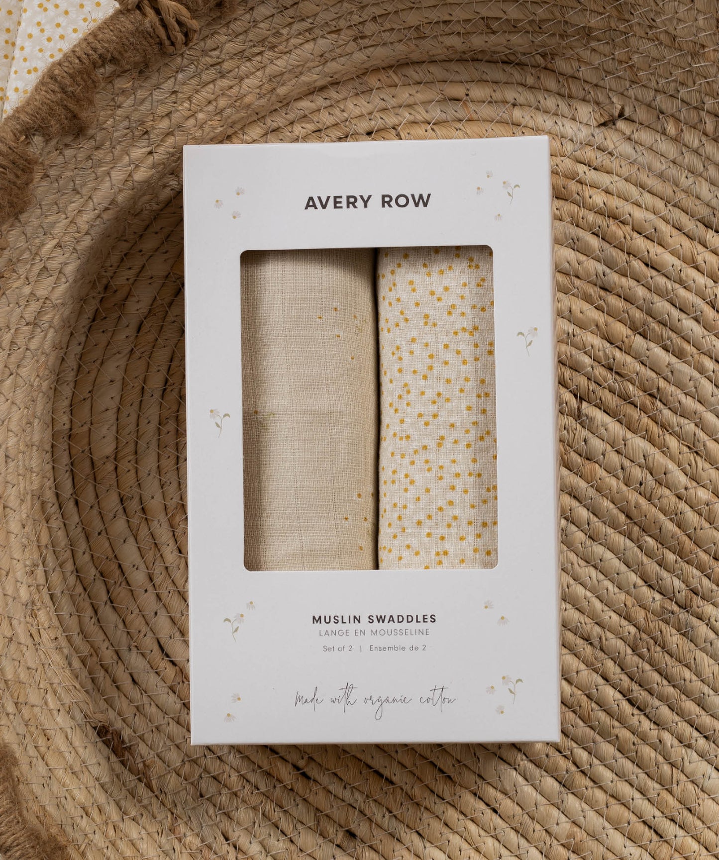 Organic Cotton Baby Muslin Swaddles, Set of 2 - Wild Chamomile / Daisy Meadow