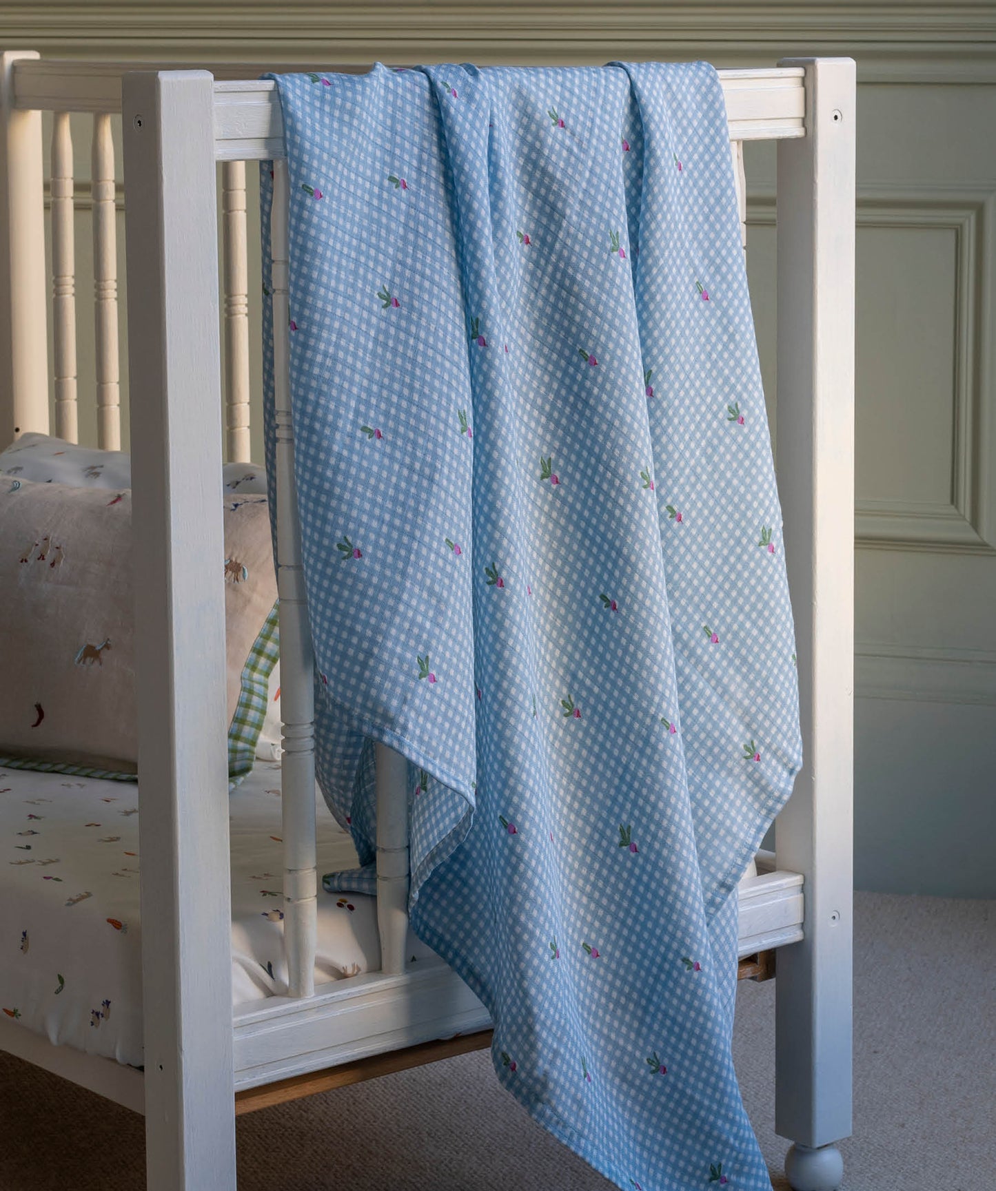 Organic Cotton Baby Muslin Swaddles, Set of 2 - Little Farm / Radish