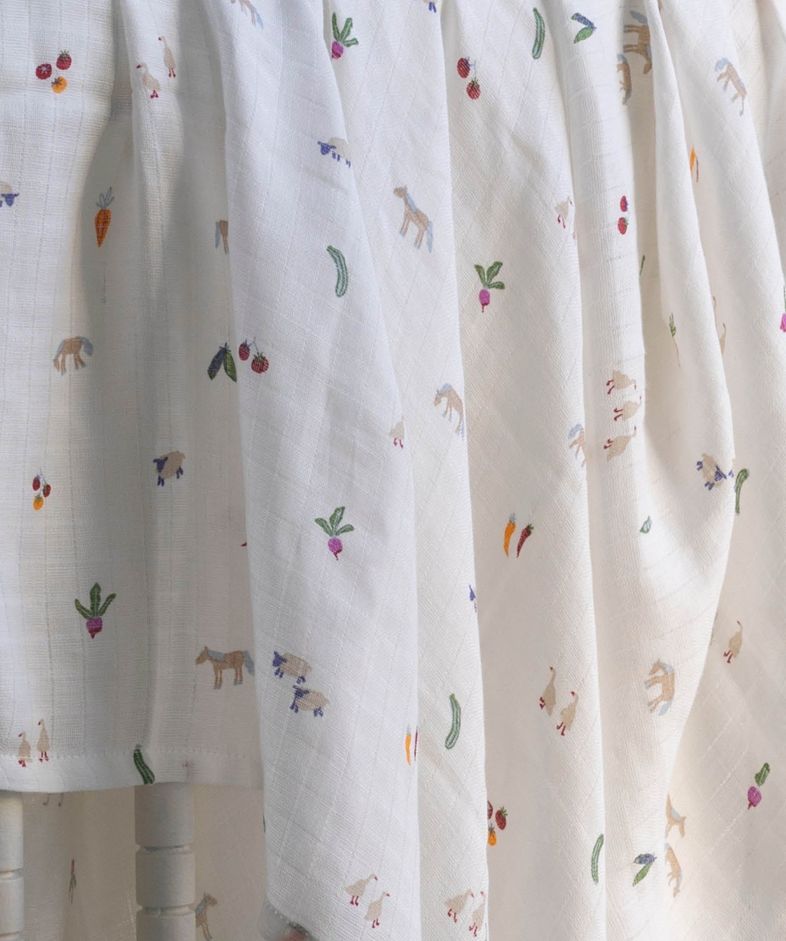 Organic Cotton Baby Muslin Swaddles, Set of 2 - Little Farm / Radish