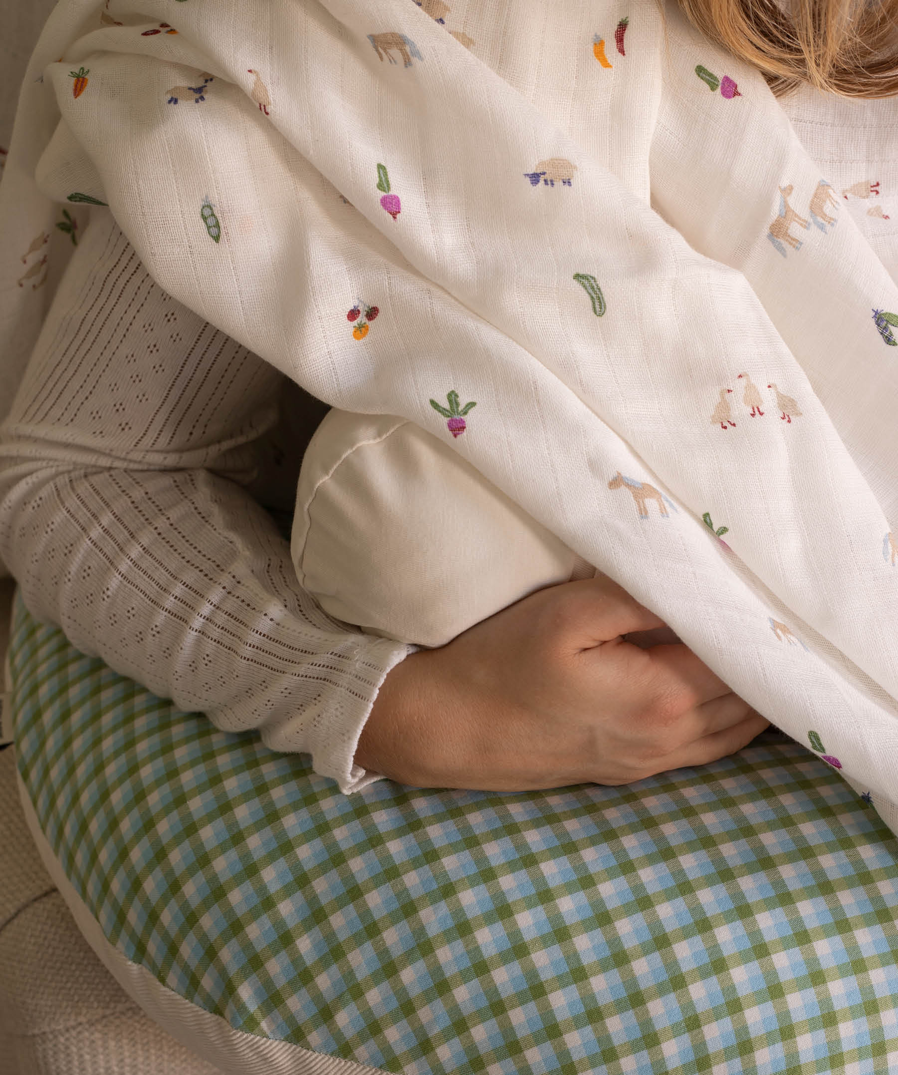 Organic Cotton Baby Muslin Swaddles, Set of 2 - Little Farm / Radish
