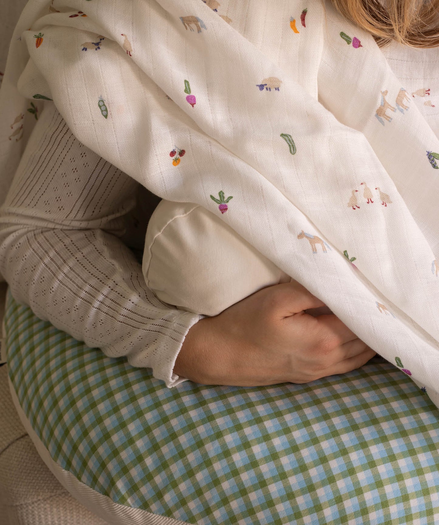 Organic Cotton Baby Muslin Swaddles, Set of 2 - Little Farm / Radish