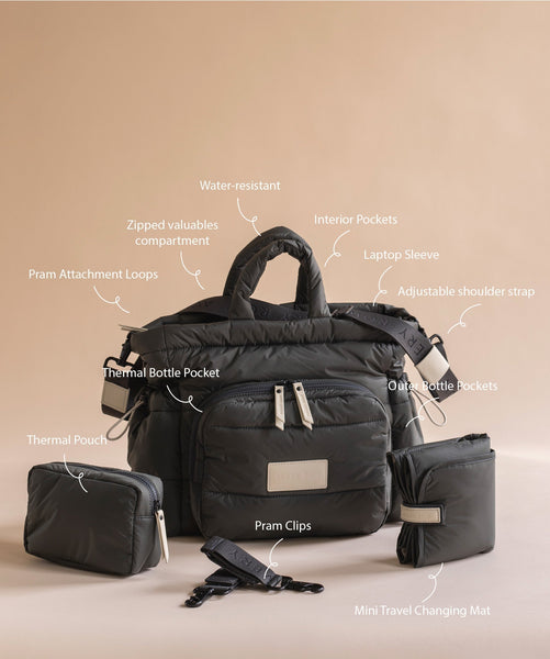 Baby Changing Tote Bag - Soft Black