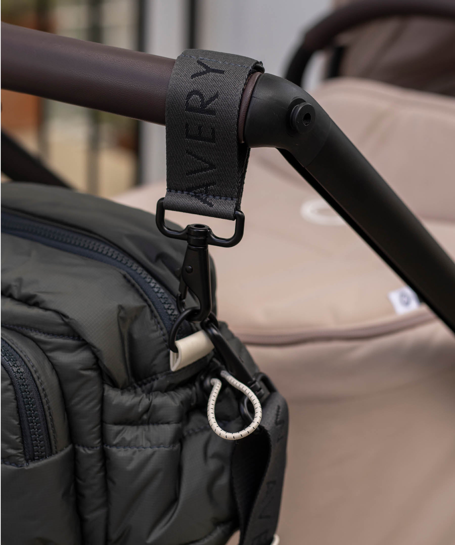 Logo Pram Bag Clips - Soft Black