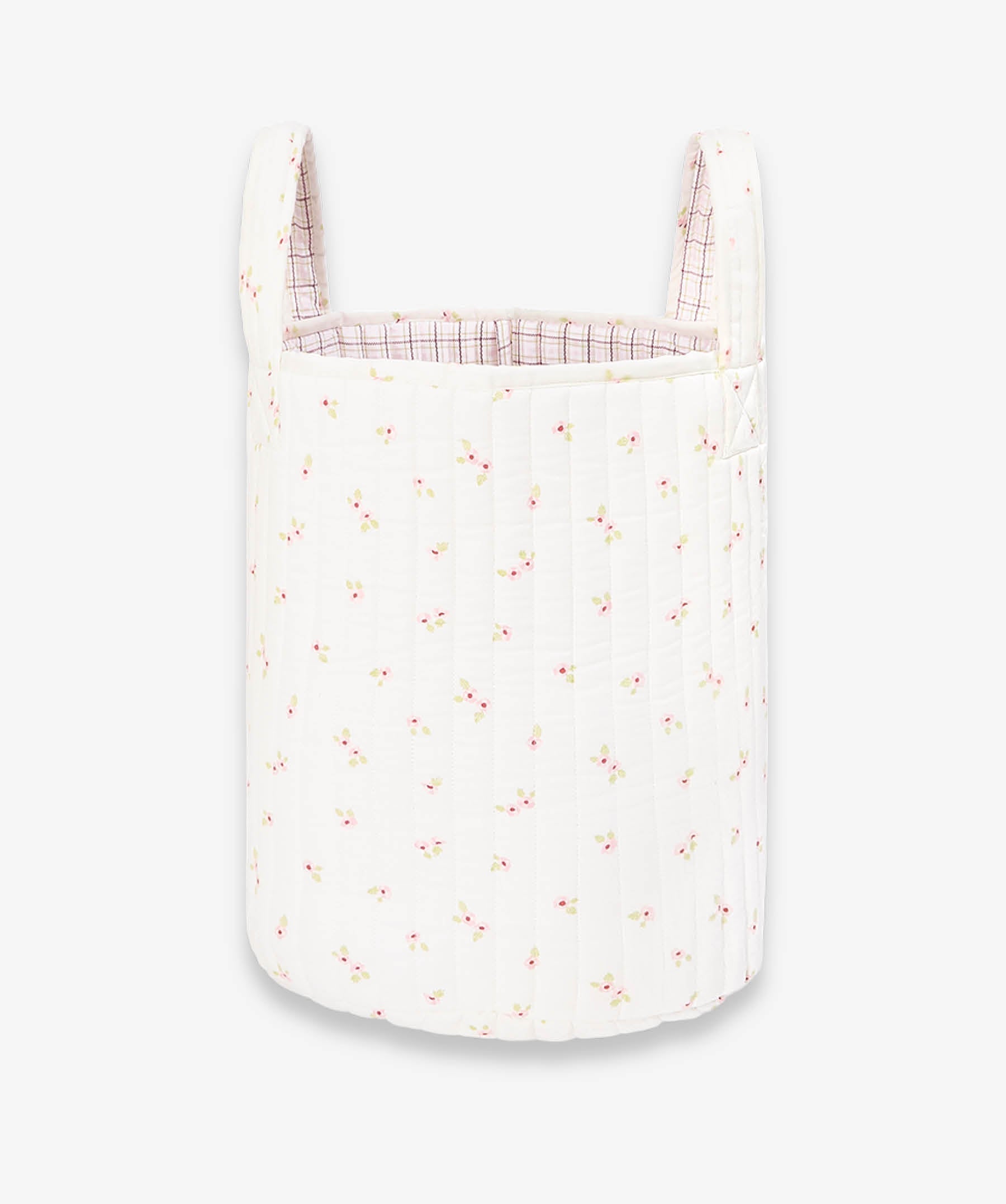 Large Quilted Storage Basket - Anemone / Pink Check