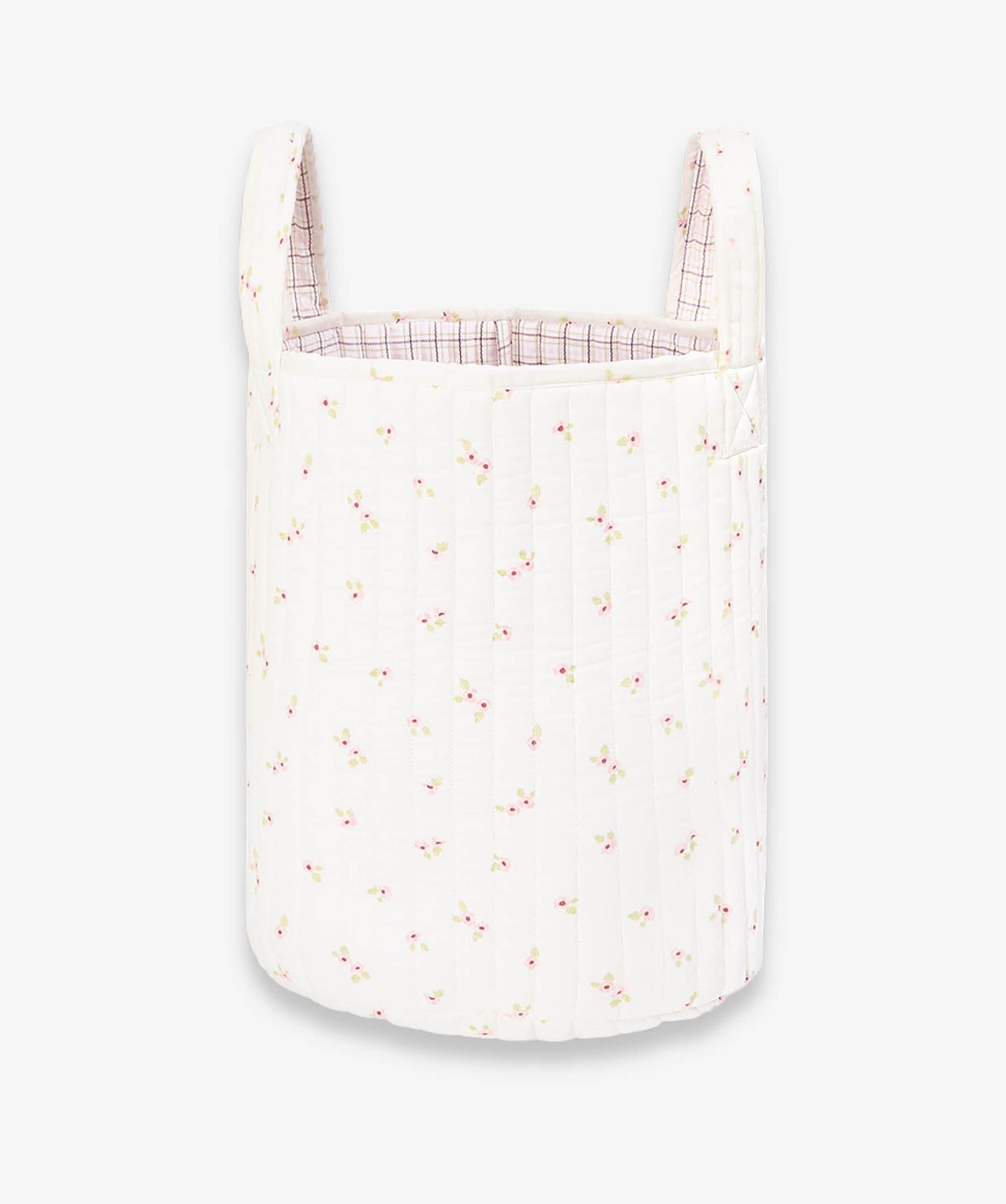 Large Quilted Storage Basket - Anemone / Pink Check