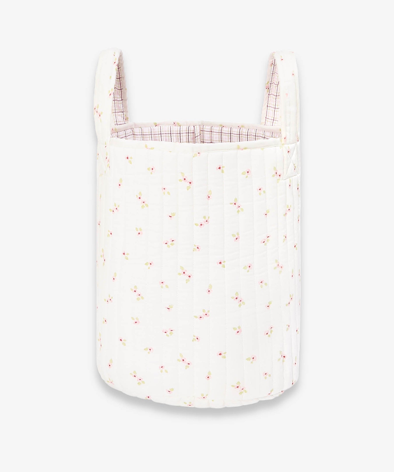 Large Quilted Storage Basket - Anemone / Pink Check