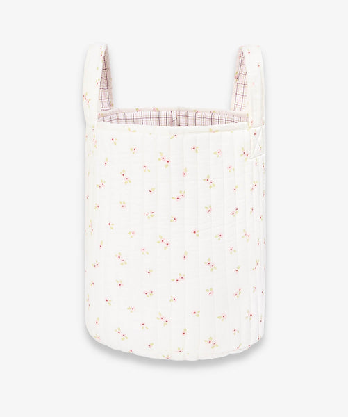 Large Quilted Storage Basket - Anemone / Pink Check