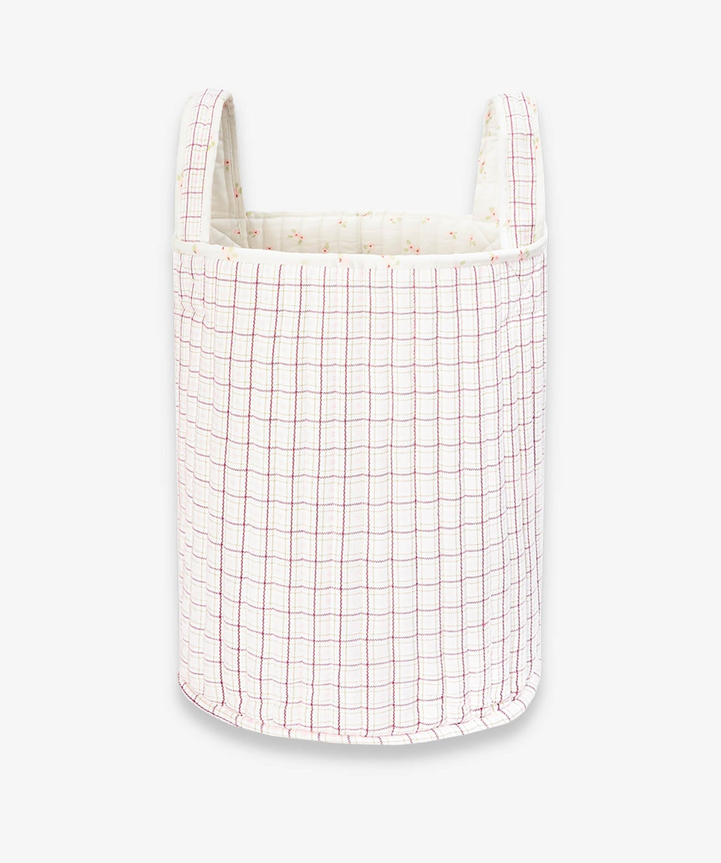 Large Quilted Storage Basket - Anemone / Pink Check