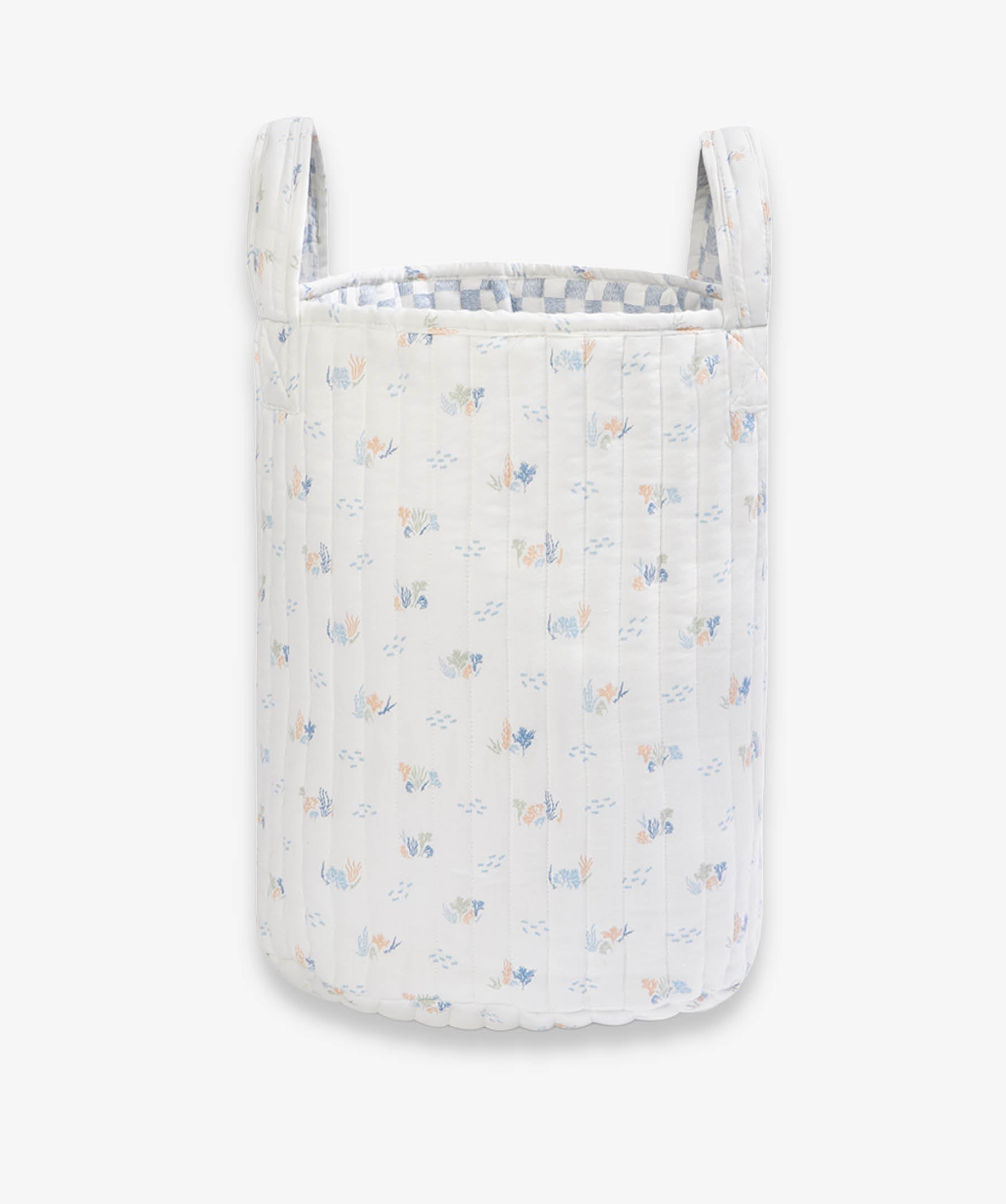 Large Quilted Storage Basket - Coastline / Waves