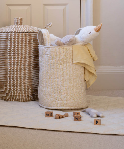 Large Quilted Storage Basket - Wild Chamomile / Daisy Meadow