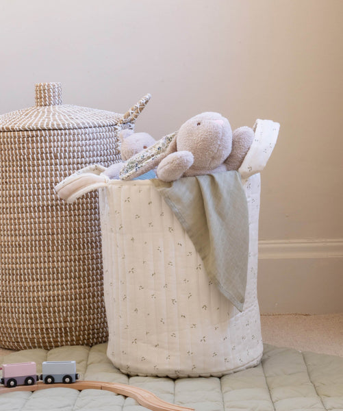 Large Quilted Storage Basket - Nettle Scatter / Birch