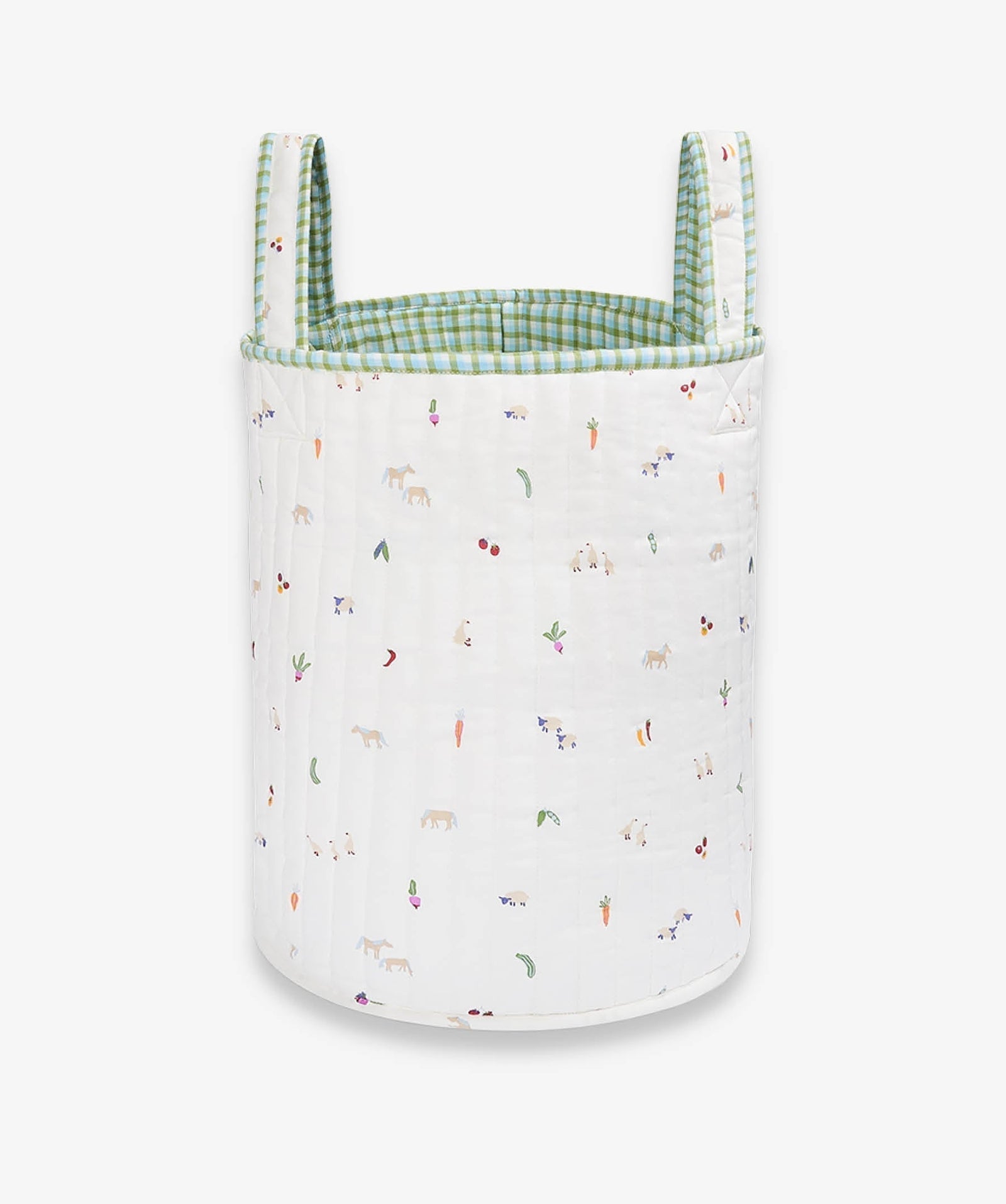 Large Quilted Storage Basket - Greenhouse Gingham / Little Farm