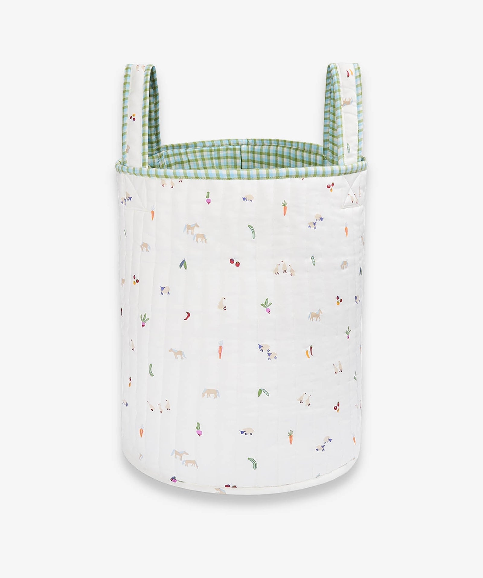 Large Quilted Storage Basket - Greenhouse Gingham / Little Farm