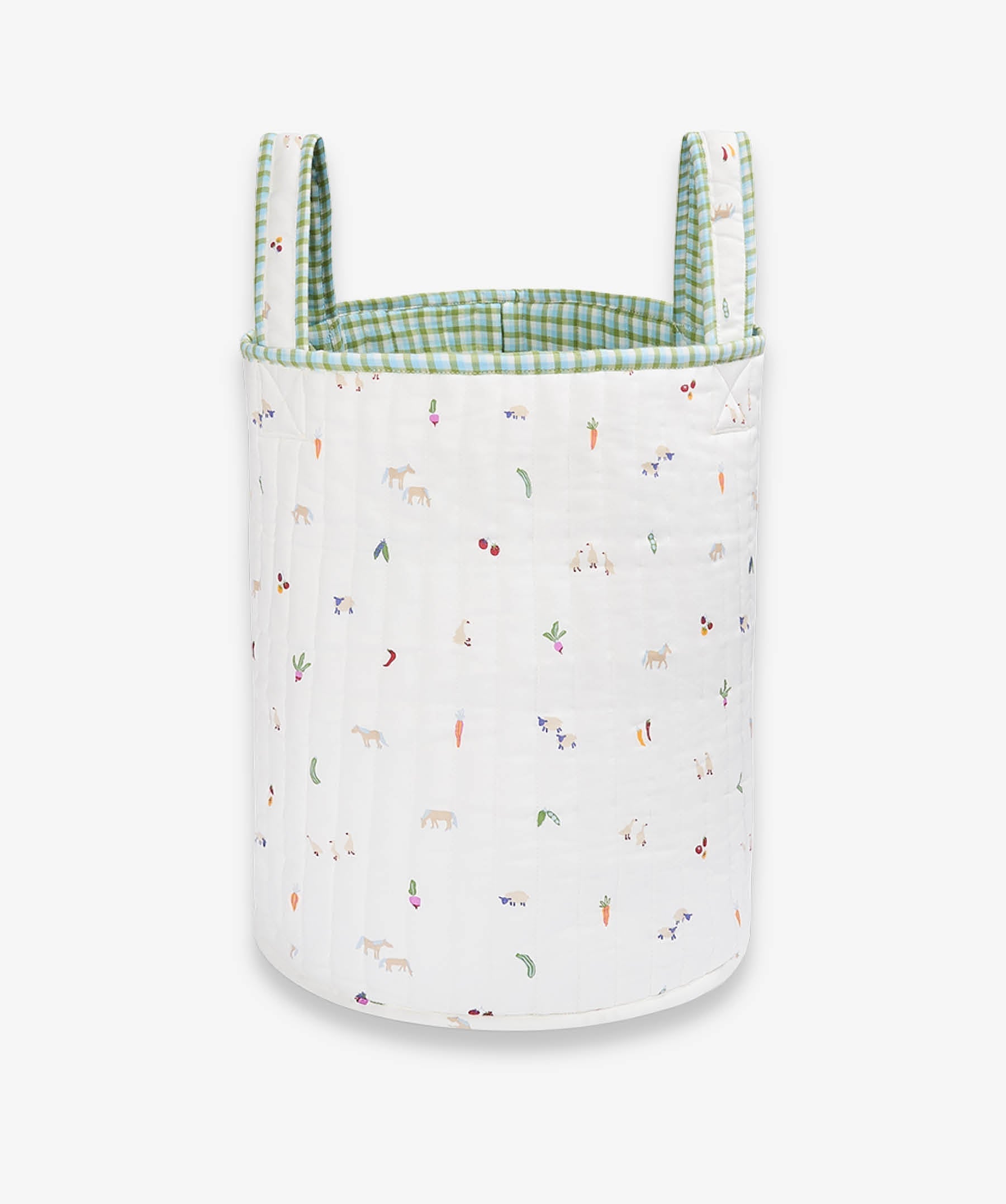Large Quilted Storage Basket - Greenhouse Gingham / Little Farm