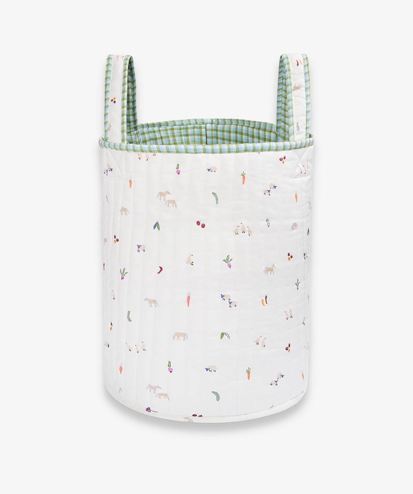 Large Quilted Storage Basket - Greenhouse Gingham / Little Farm