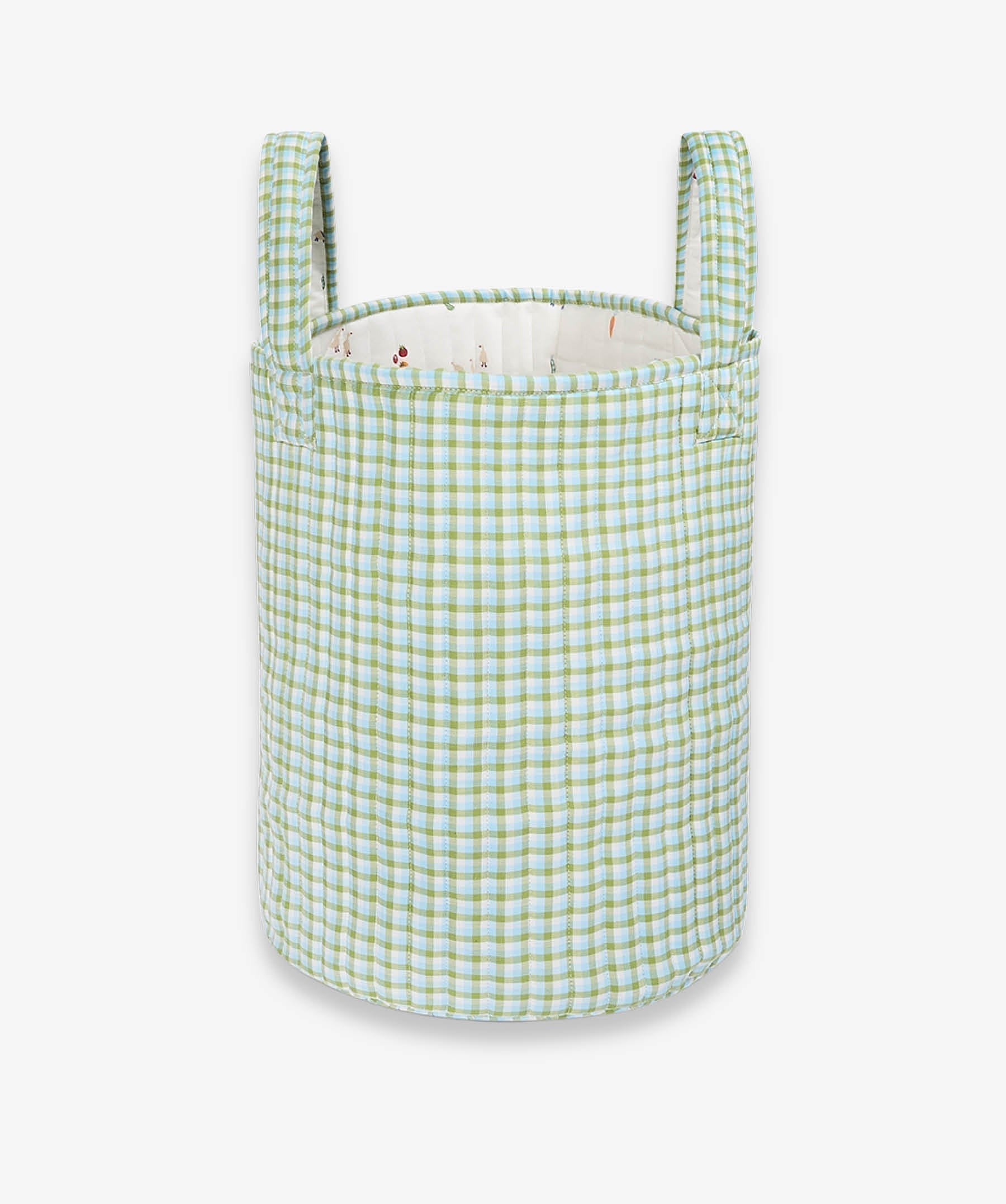 Large Quilted Storage Basket - Greenhouse Gingham / Little Farm
