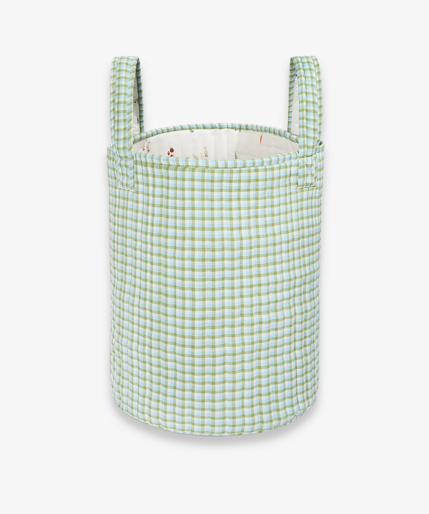 Large Quilted Storage Basket - Greenhouse Gingham / Little Farm