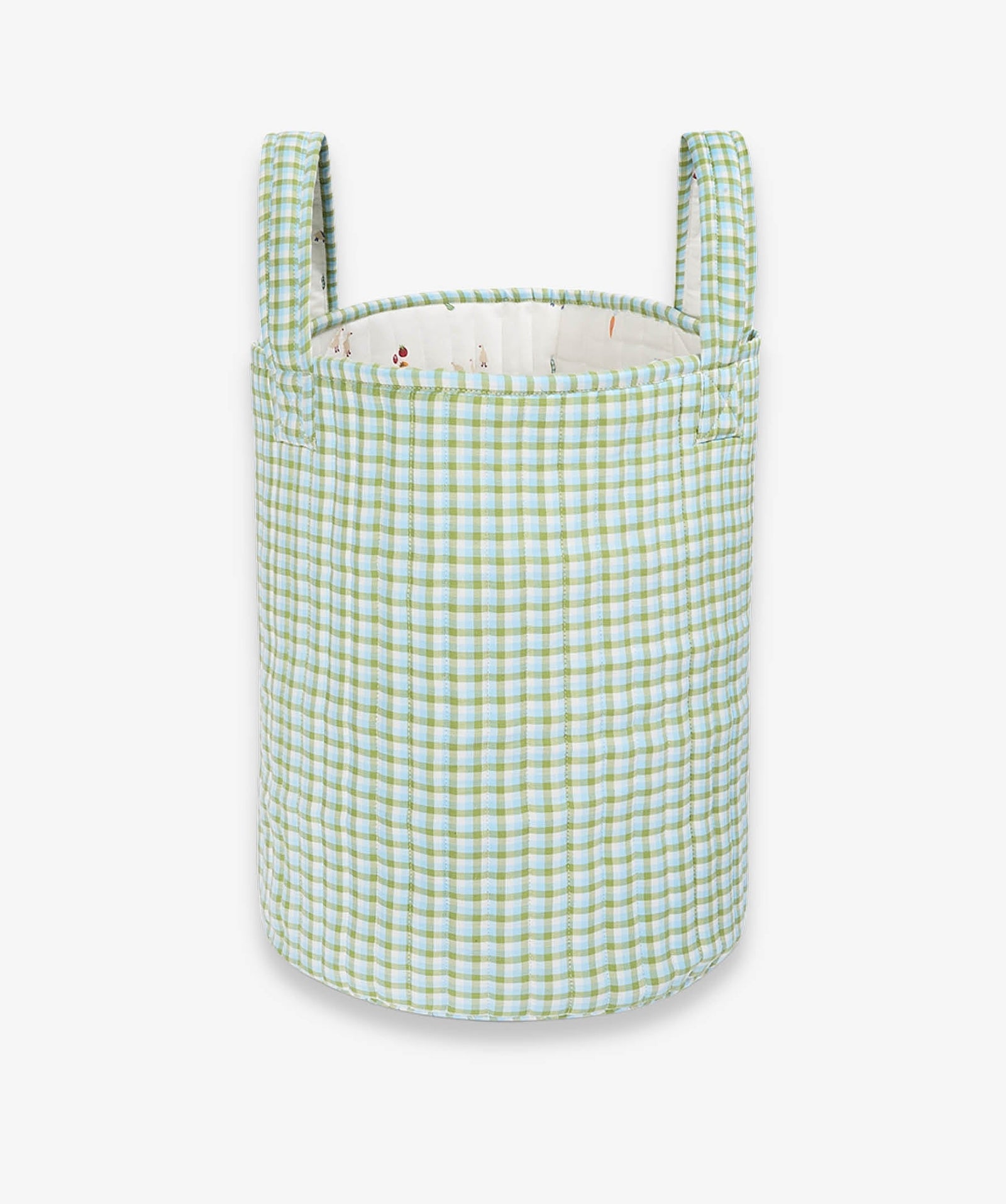 Large Quilted Storage Basket - Greenhouse Gingham / Little Farm