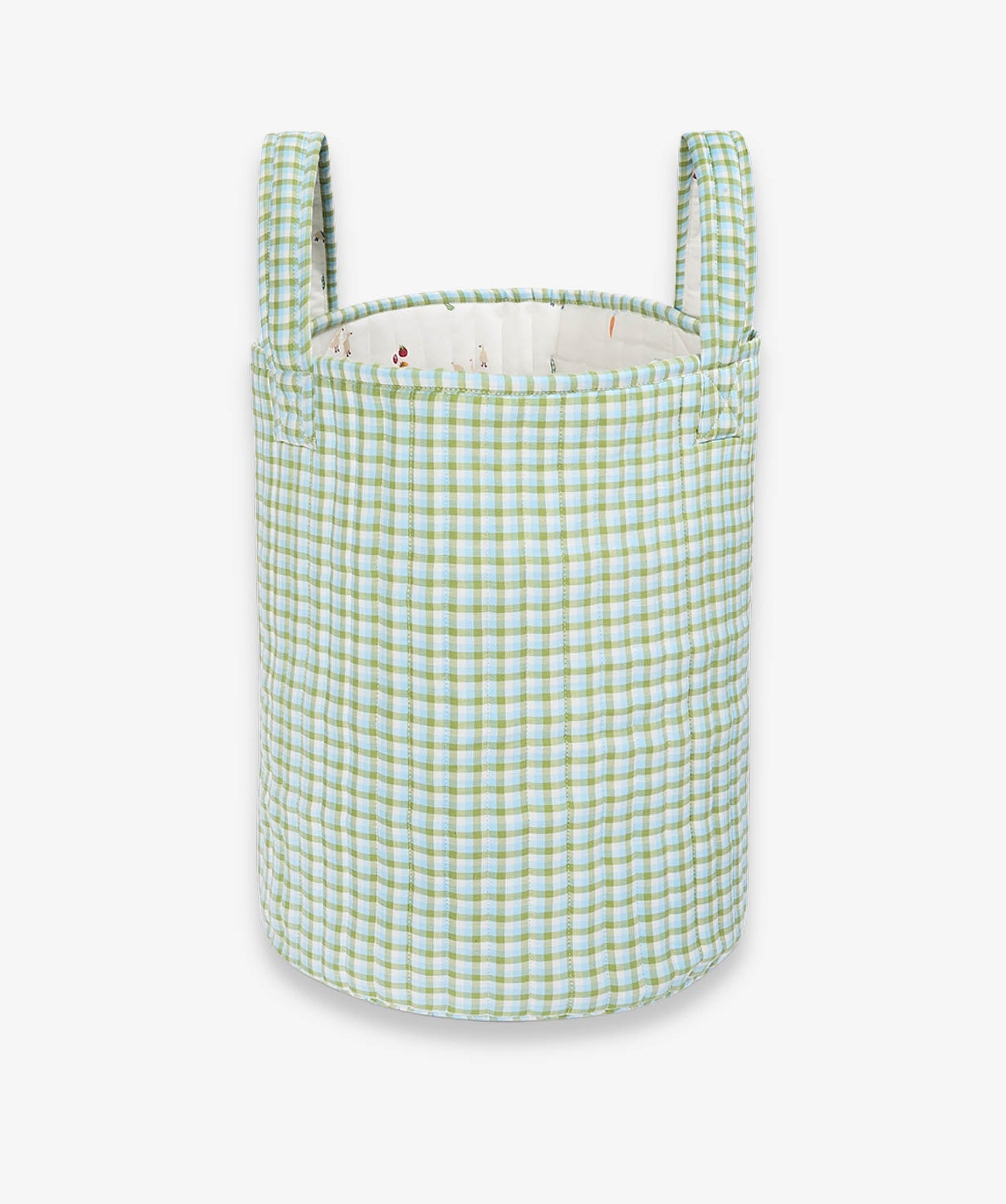 Large Quilted Storage Basket - Greenhouse Gingham / Little Farm