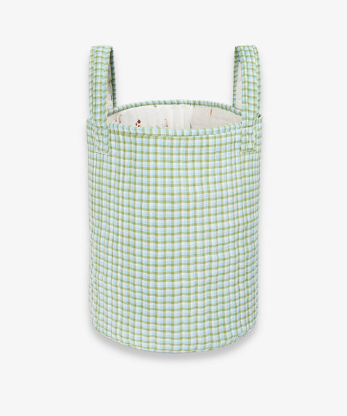 Large Quilted Storage Basket - Greenhouse Gingham / Little Farm