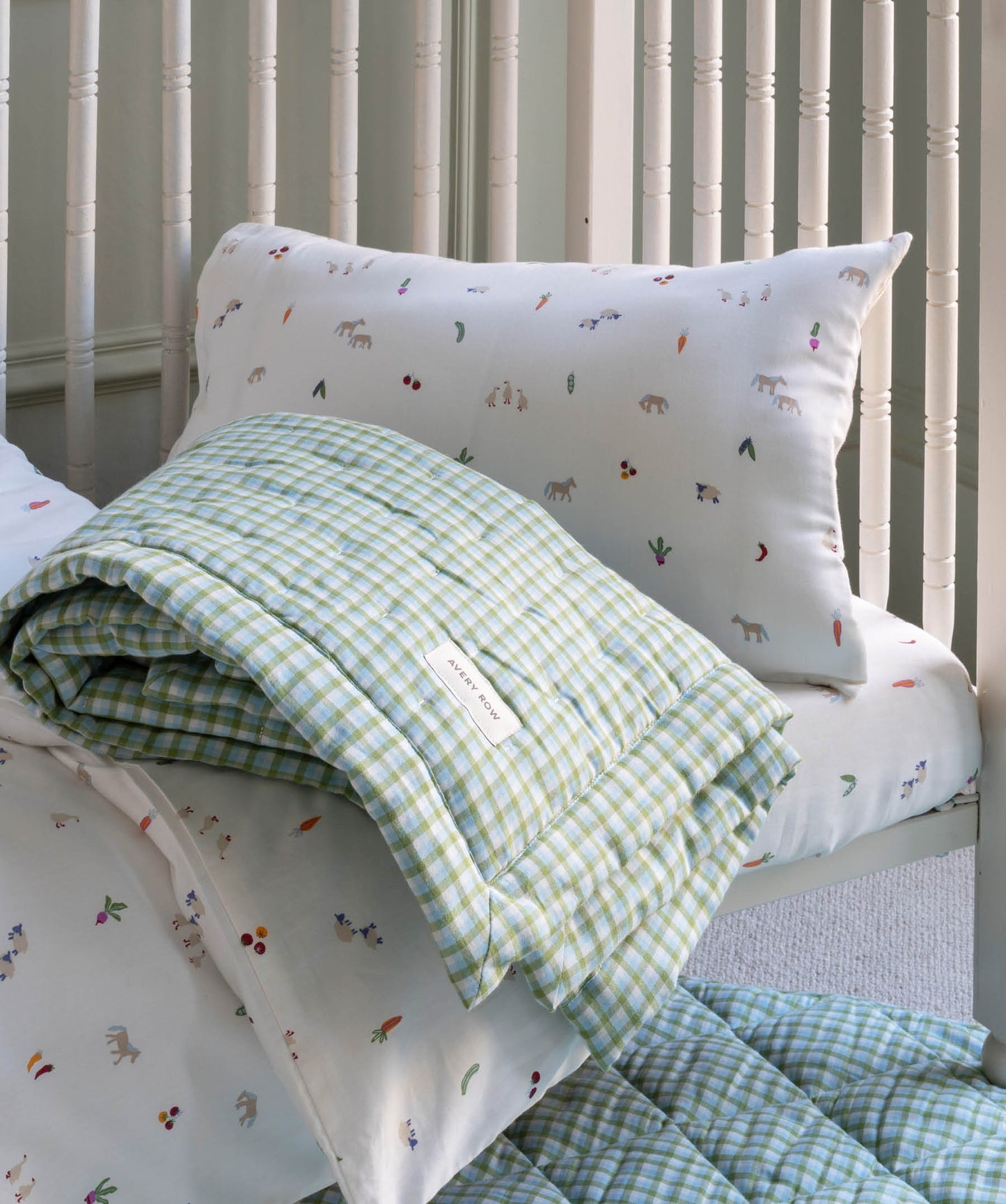 Quilted Cotbed Bedspread  - Greenhouse Gingham