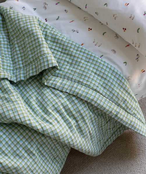 Quilted Cotbed Bedspread  - Greenhouse Gingham