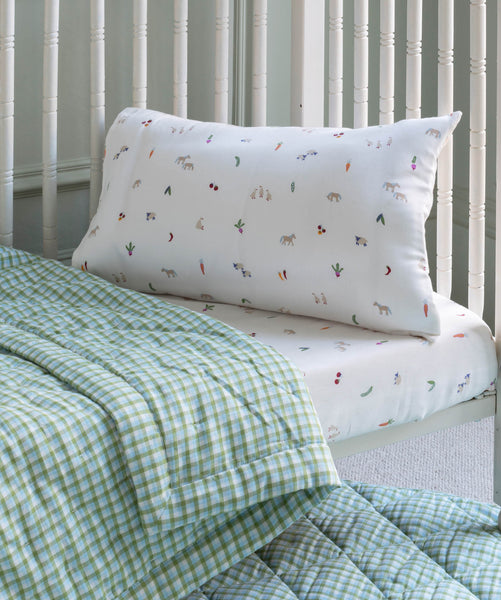 Quilted Cotbed Bedspread  - Greenhouse Gingham