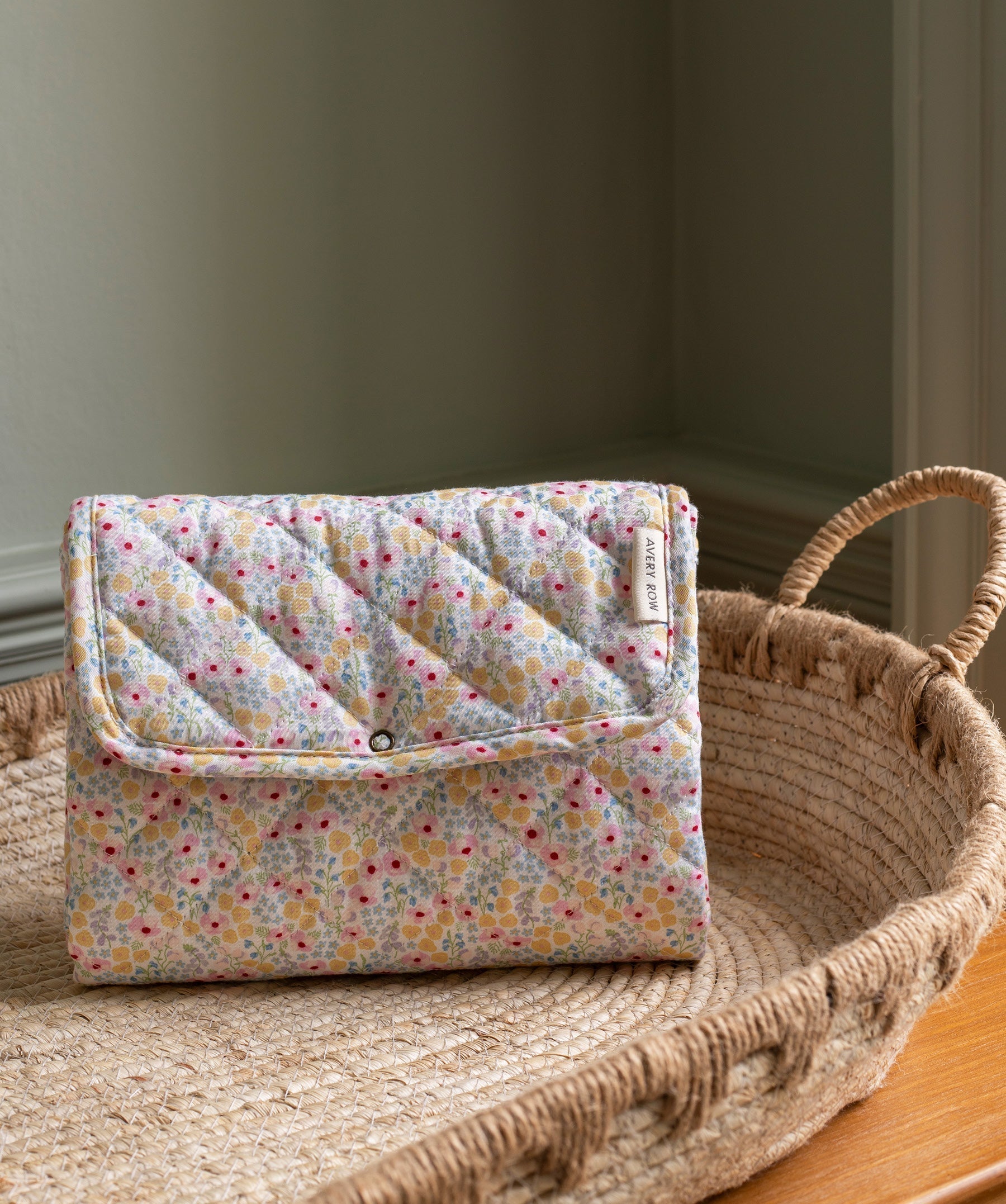 Cotton Travel Baby Changing Mat - Wildflower Garden