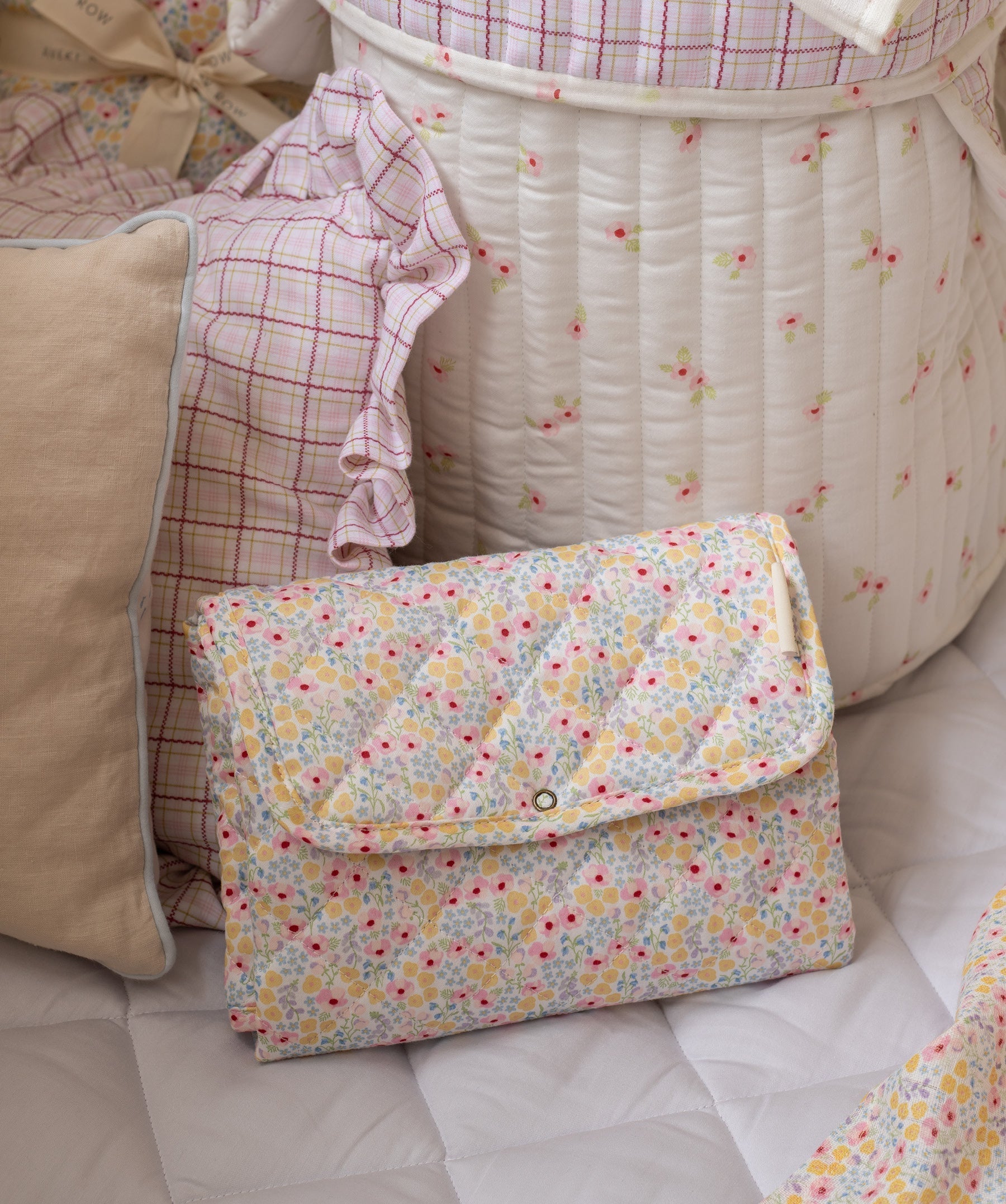 Cotton Travel Baby Changing Mat - Wildflower Garden