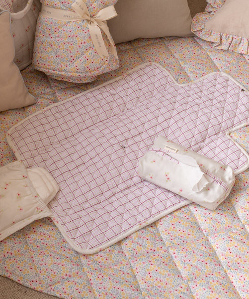 Cotton Travel Baby Changing Mat - Anemone
