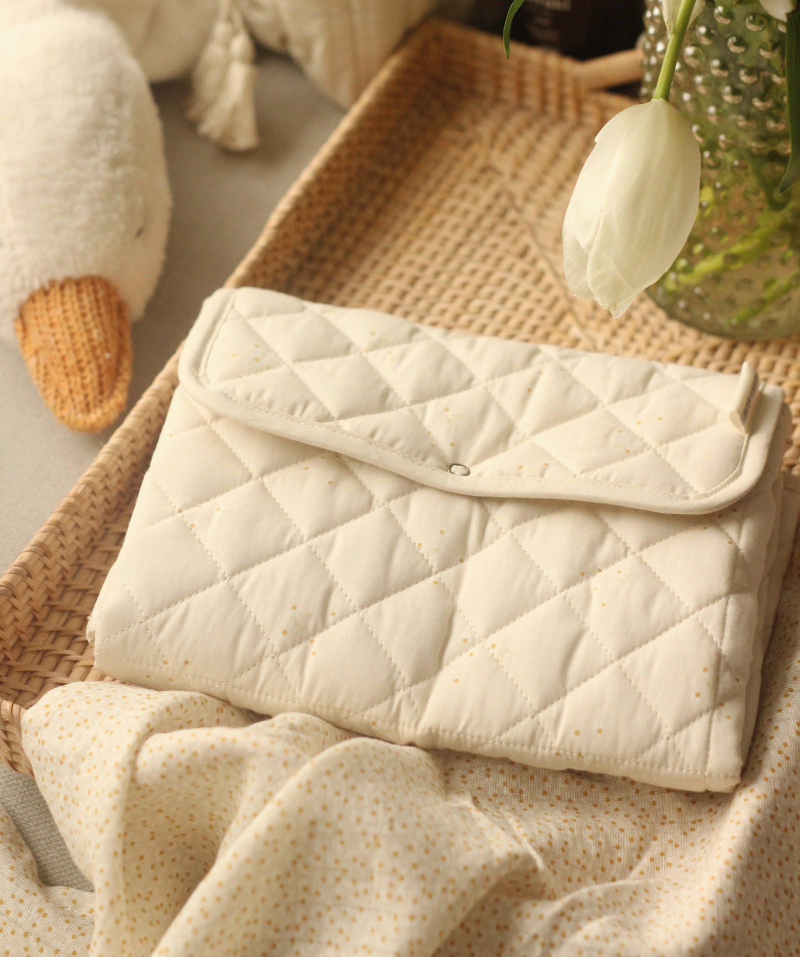 Cotton Travel Baby Changing Mat - Wild Chamomile