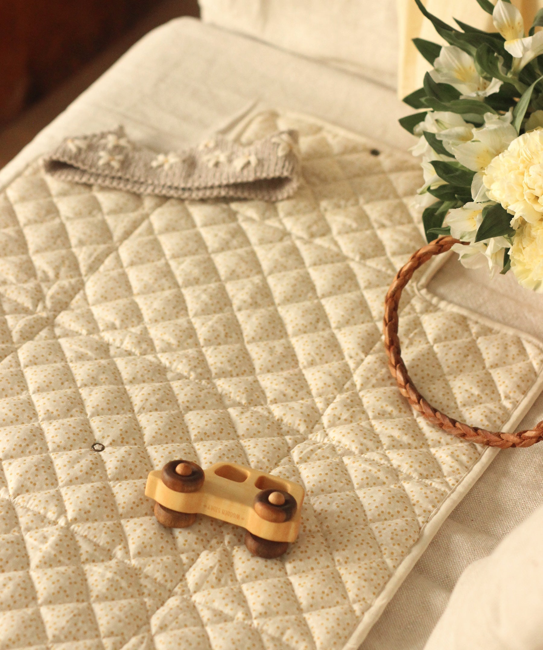 Cotton Travel Baby Changing Mat - Wild Chamomile