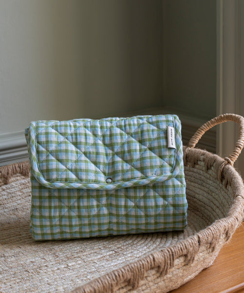 Cotton Travel Baby Changing Mat - Greenhouse Gingham