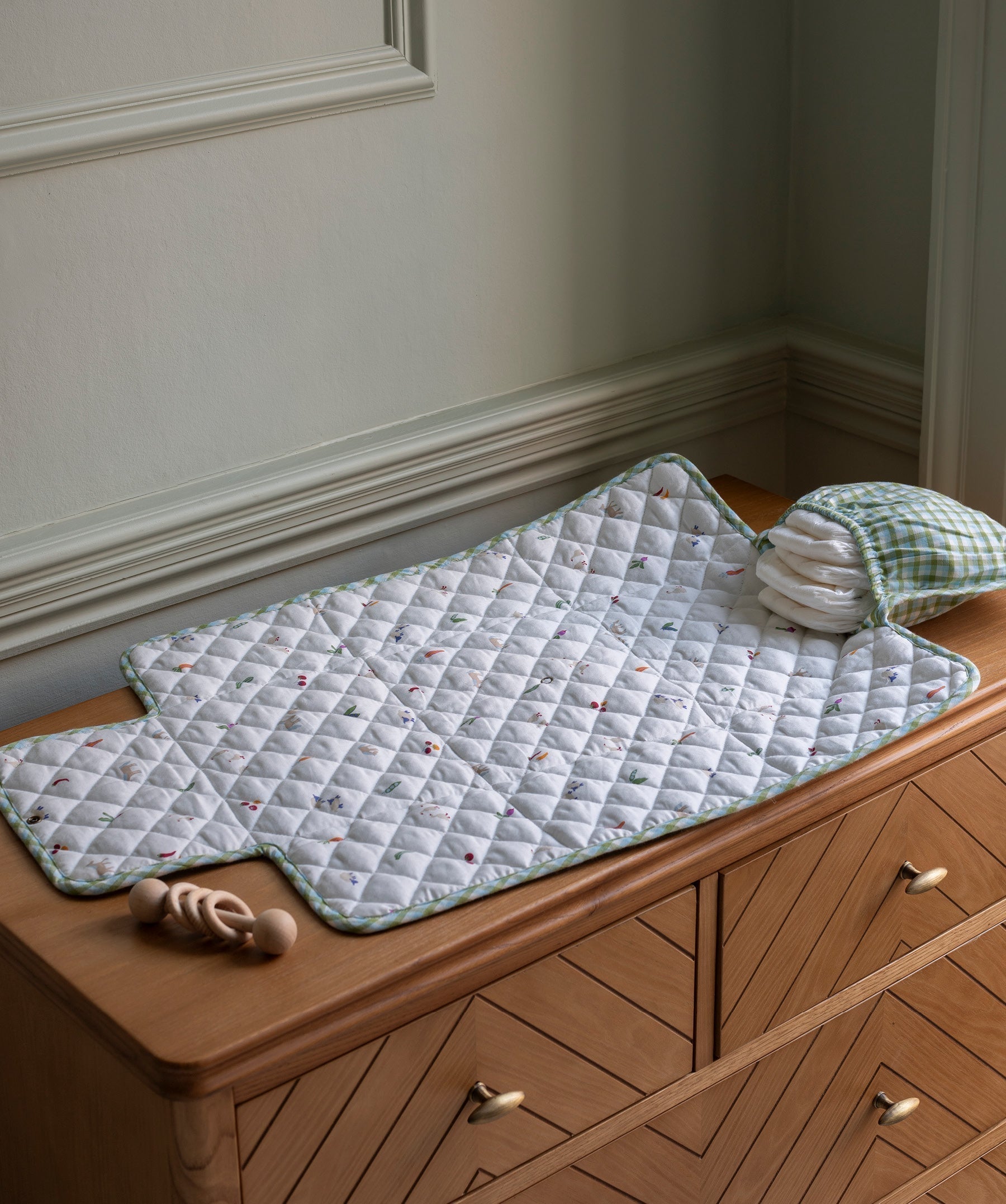 Cotton Travel Baby Changing Mat - Greenhouse Gingham