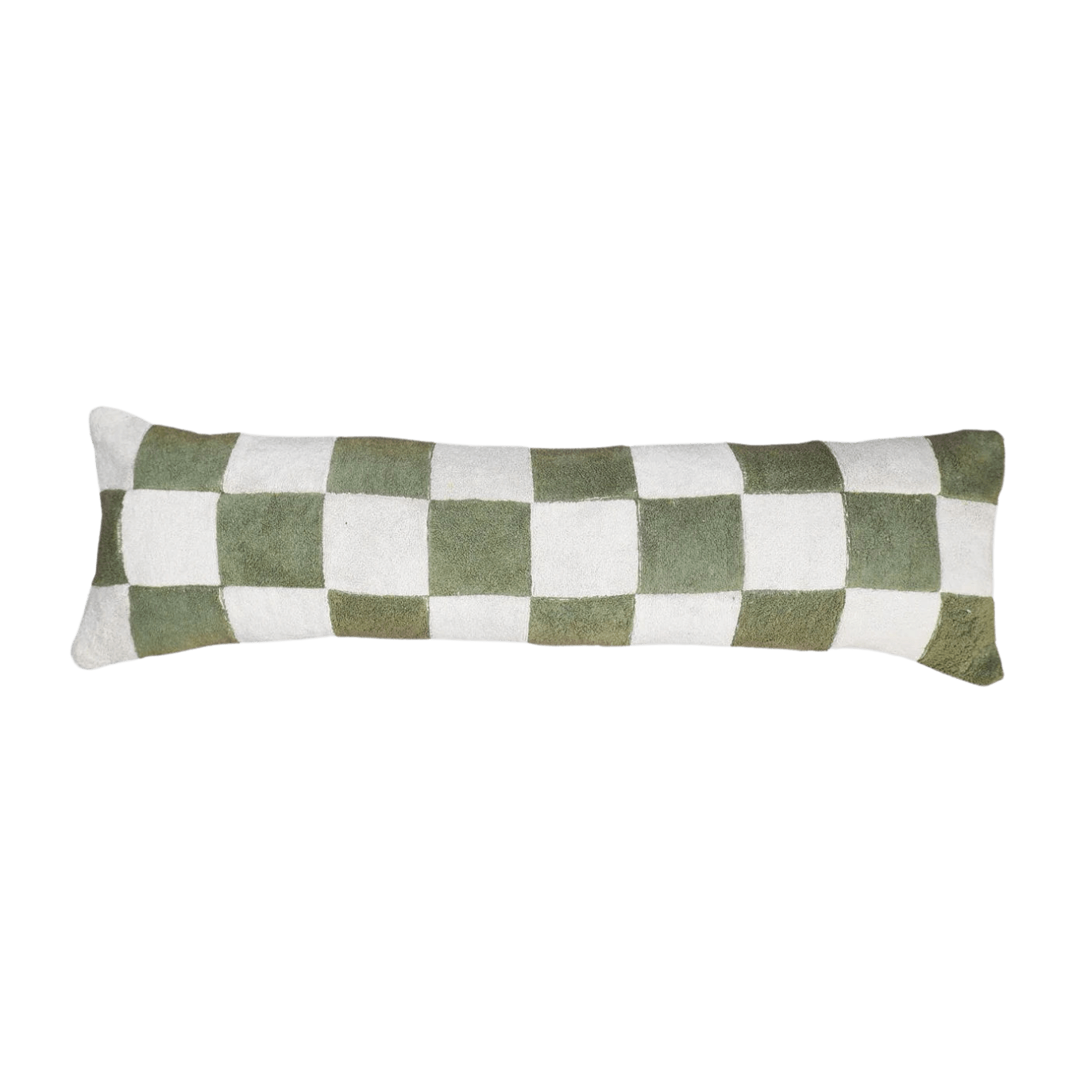 Green bolster towelling cushion