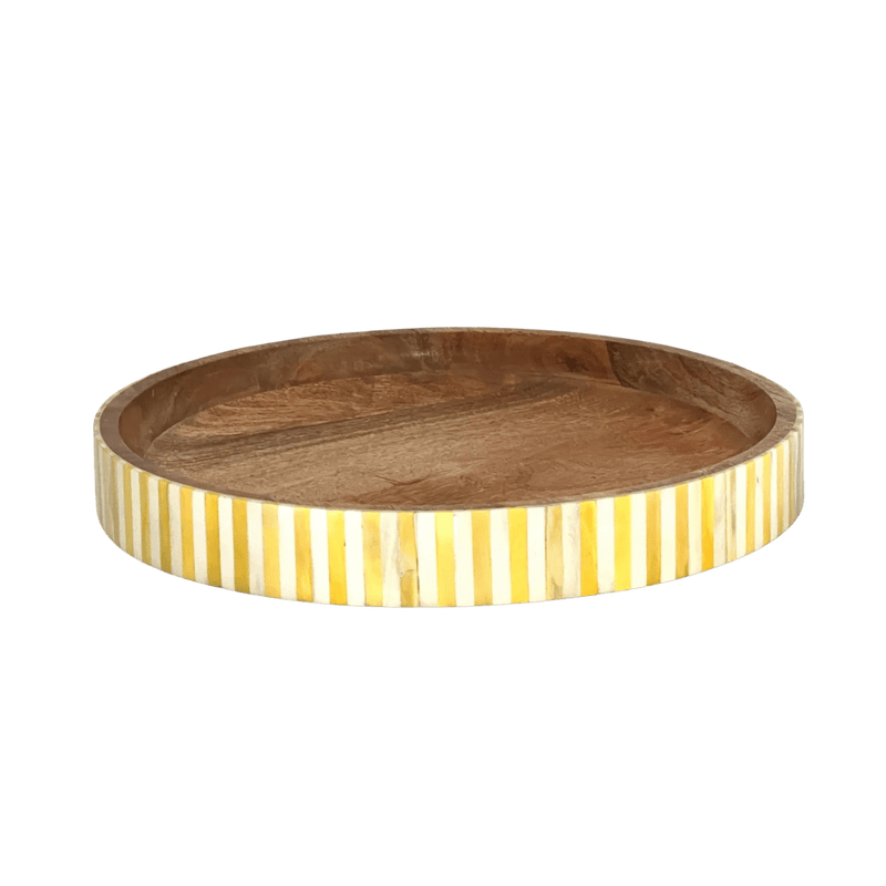Round Inlay Tray - Yellow - Striped