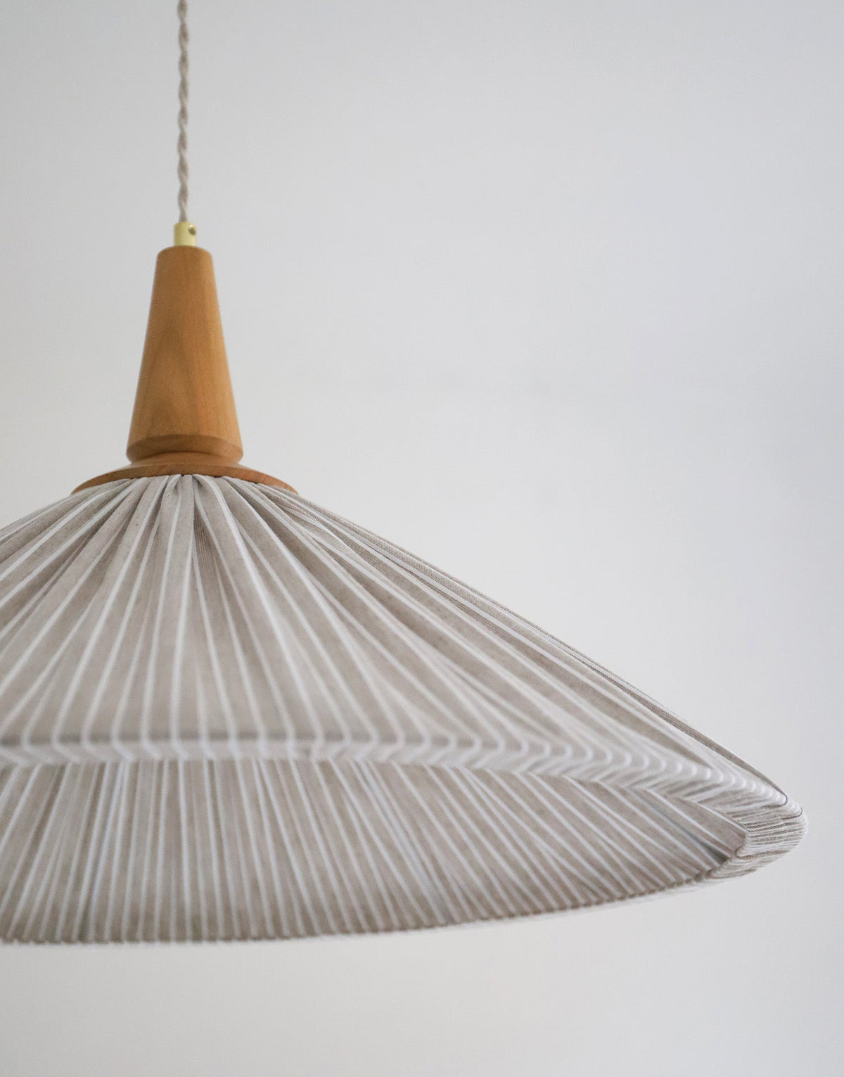 Eleonore Pendant Light – 60cm, Olive Striped Linen and Cotton